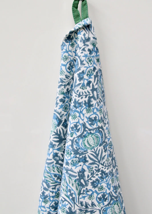 Torchon imprimé flowers bleu