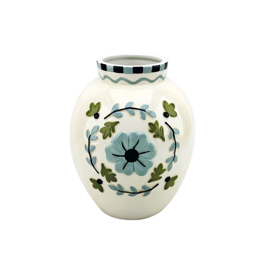 Vase bleu fleurs