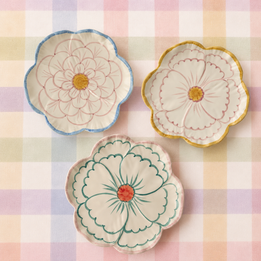 Assiette fleur en céramique