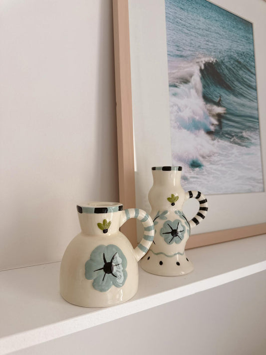 Bougeoir fleur bleue