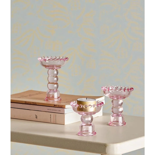 Set de 3 bougeoirs rose