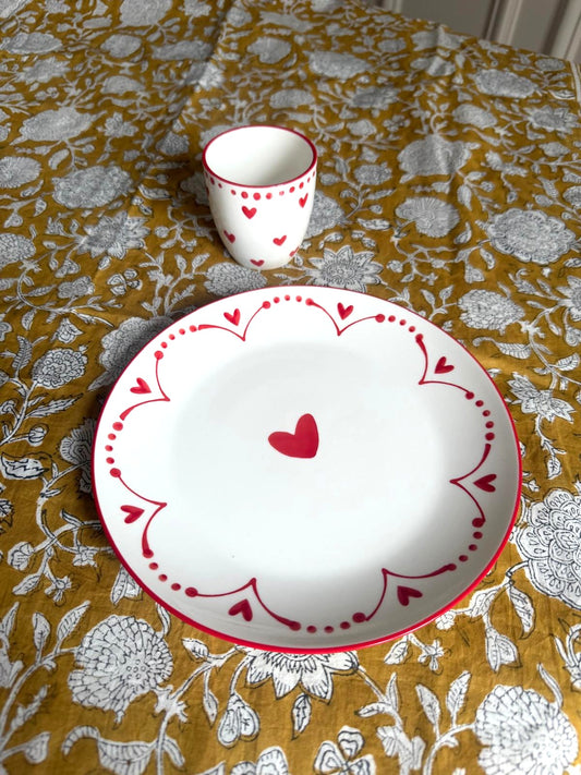 Set de 4 assiettes à dessert coeur