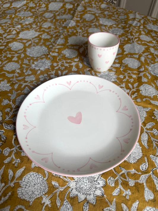 Set de 4 assiettes à dessert coeur