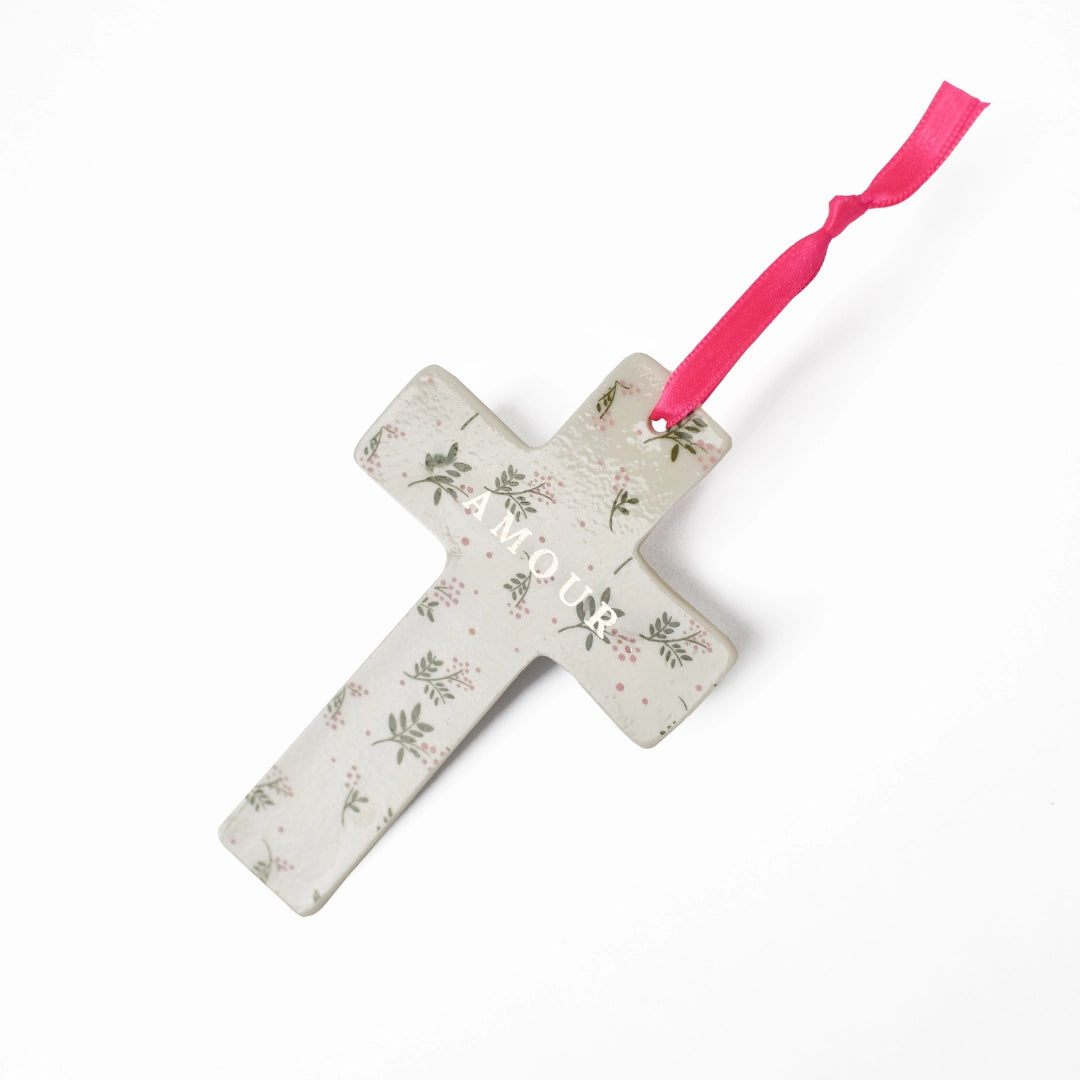 Croix murale à message - porcelaine