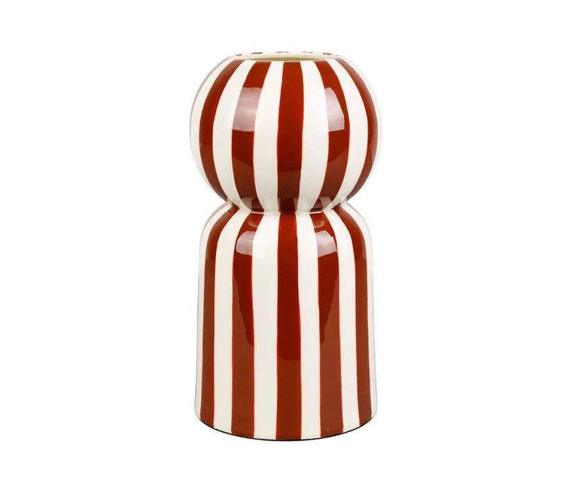 Vase rétro rayé bordeaux