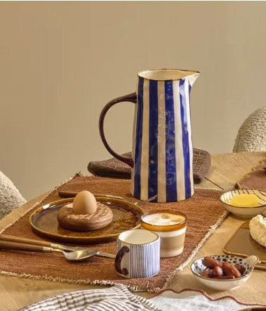 Pichet porcelaine rayé bleu Pomax