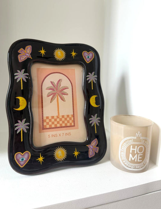 Grand cadre soleil palmier lune