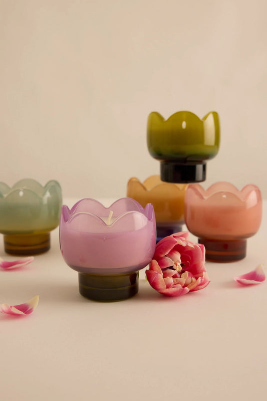 Bougie fleurs colorées