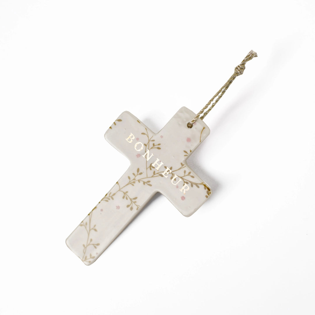 Croix murale à message - porcelaine