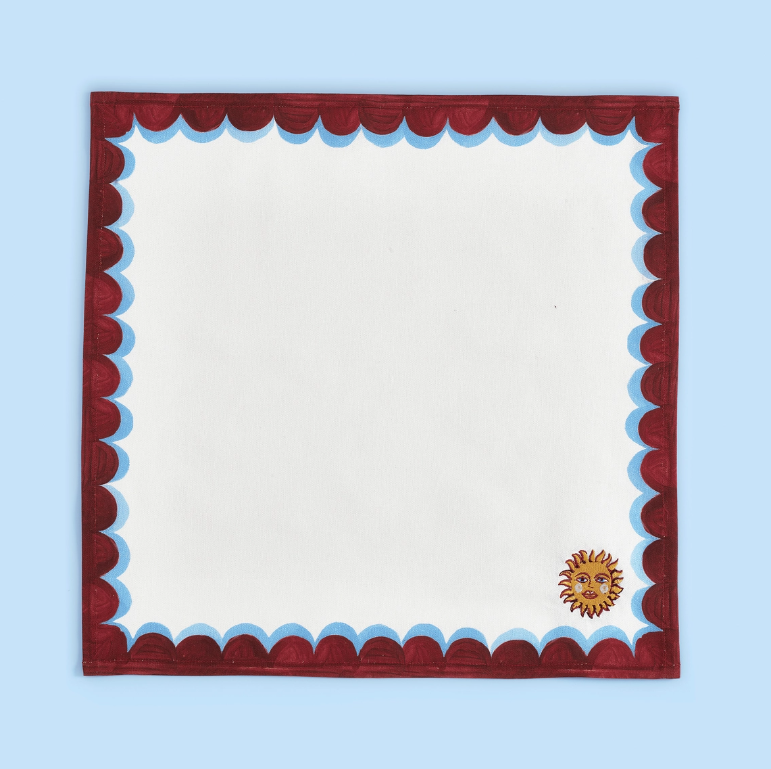 Serviettes de table brodées – 4 motifs méditerranéens