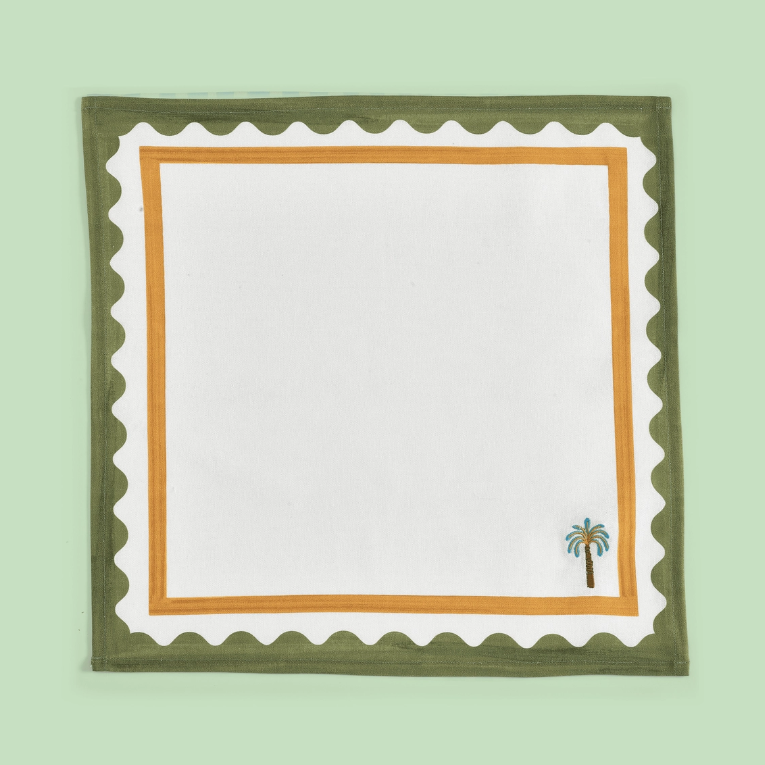 Serviettes de table brodées – 4 motifs méditerranéens
