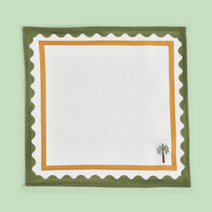 Serviettes de table brodées – 4 motifs méditerranéens