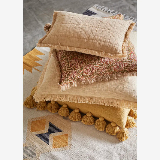 Coussin imprimé rose miel 50x50cm
