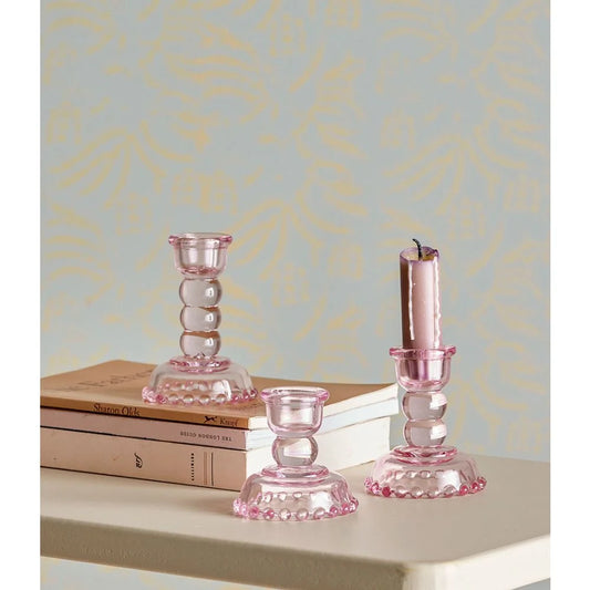Set de 3 bougeoirs rose