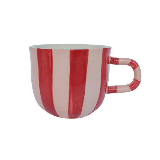 Mug rayé rose et rouge