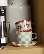 Mug marron soleil et vagues