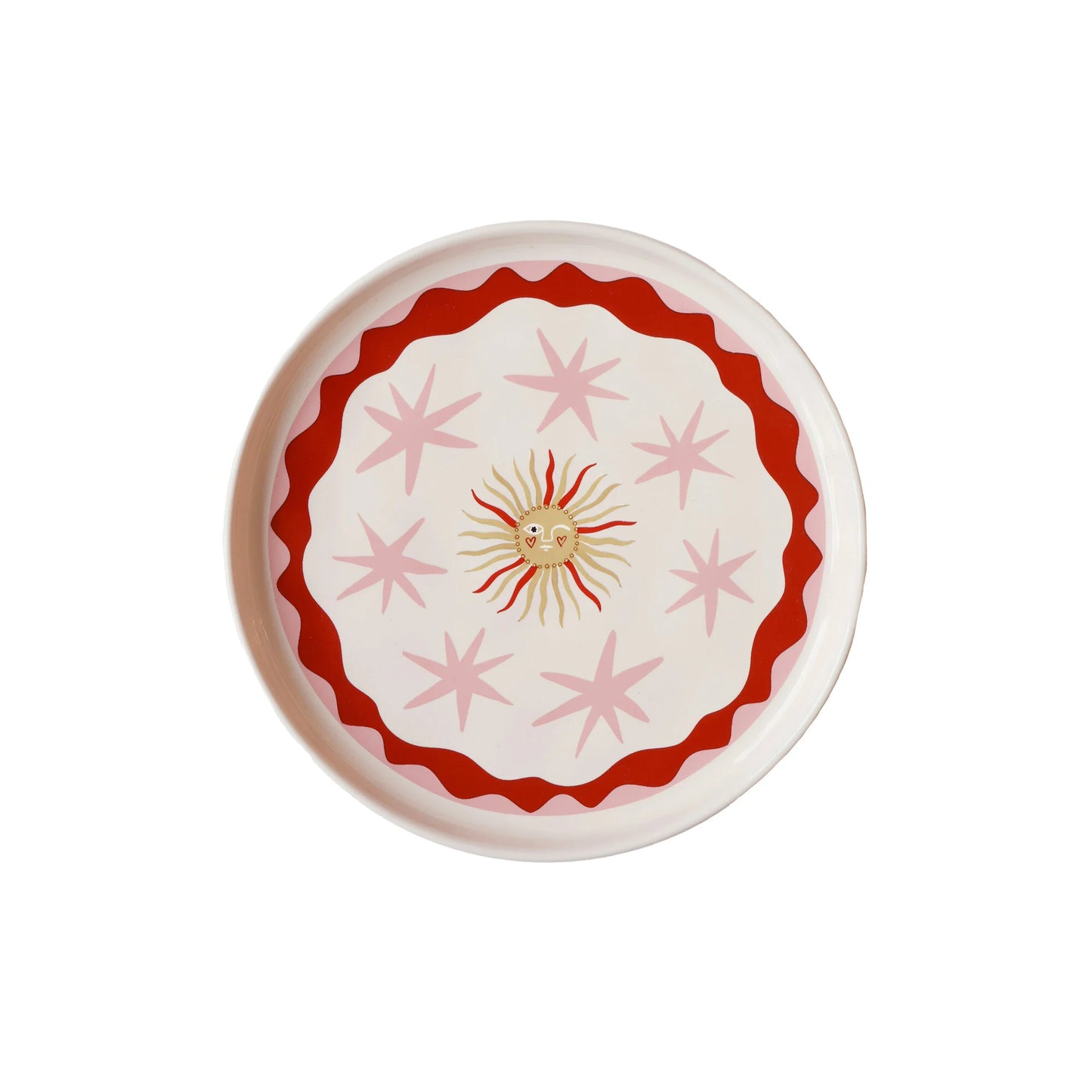 Petite assiette soleil et étoiles roses