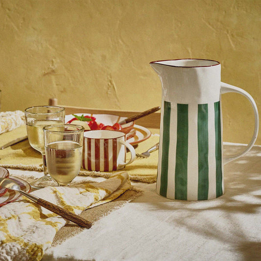Pichet porcelaine rayures vert - Pomax